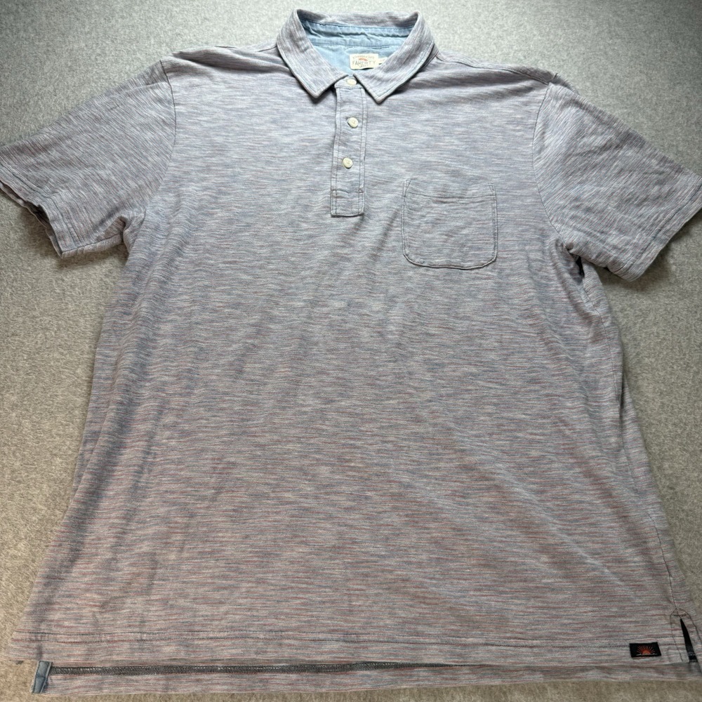 Faherty Men's pink and‎ blue striped long sleeve polo shirt Large L